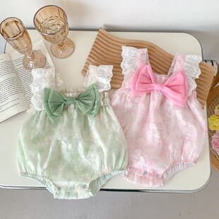 Baby Summer Clothes Cute Onesie Newborn Strap Bodysuit, Stylish Girl Outdoor Romper