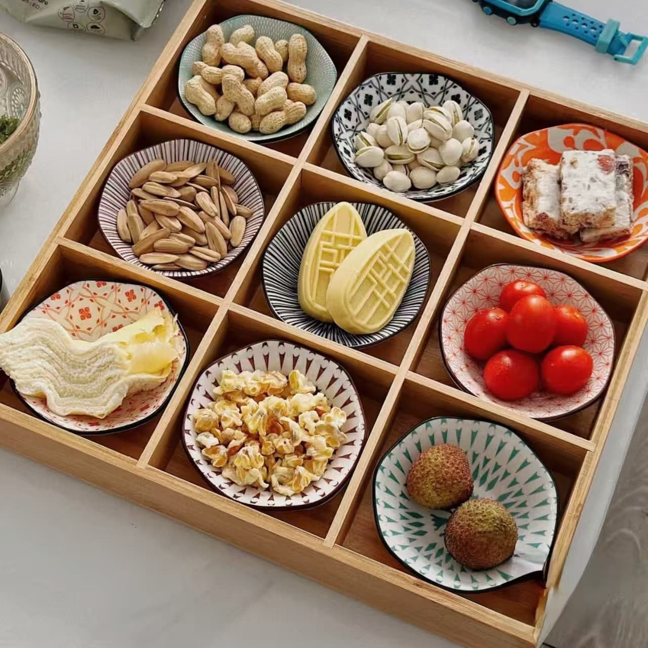Nine-Grid Storage Tray, Snack Candy Dried Fruit Tray, Four-Grid Nine-Grid Divided Storage Dried Fruit Snack Tray