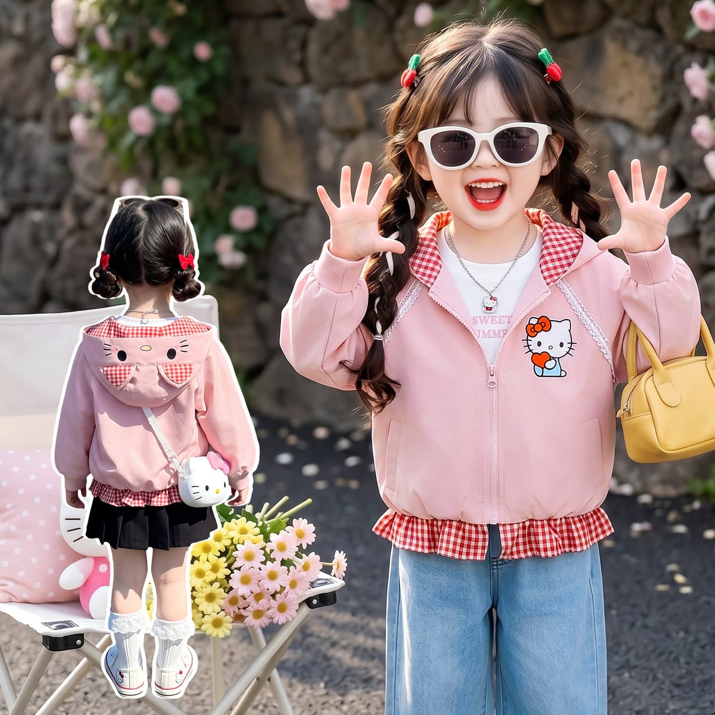 Girls' coats spring and autumn sweet and stylish 2026 new children's Korean style windbreaker zipper shirt girls' tops clothes