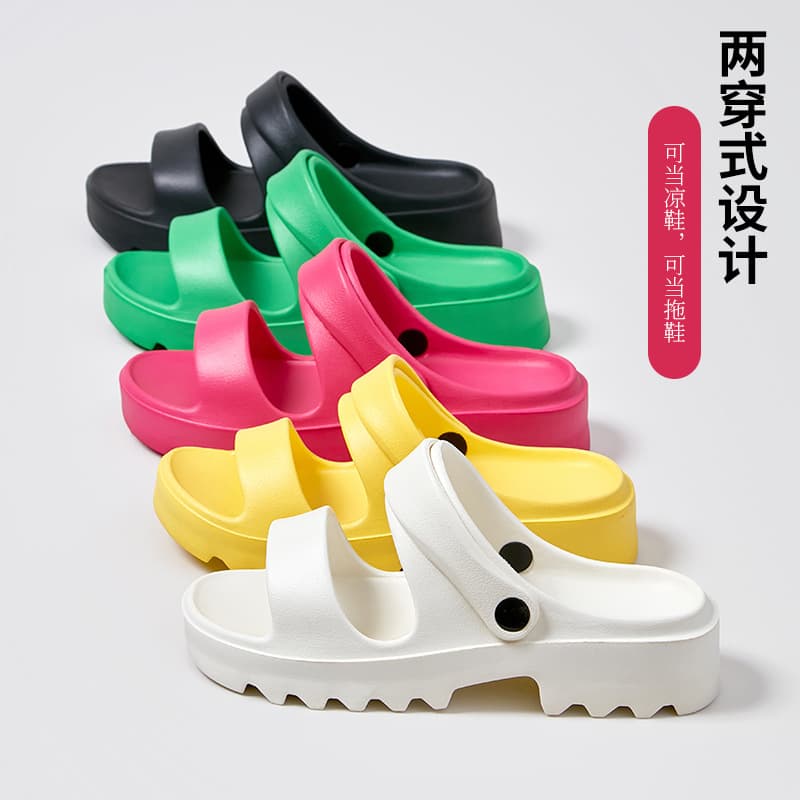 2025 New Cross-Border Casual Two-Way 5CM Thick Sole European and American Style INS Sandals for Women, Height Increasing and Wear-Resistant Women's Shoes