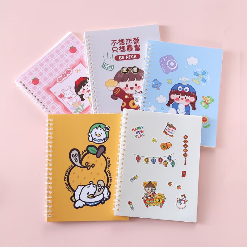 Cartoon Journal Release Paper Notebook Double-Sided Release Paper Japanese Korean Cute Coil Notebook Tape Sticker Storage Book