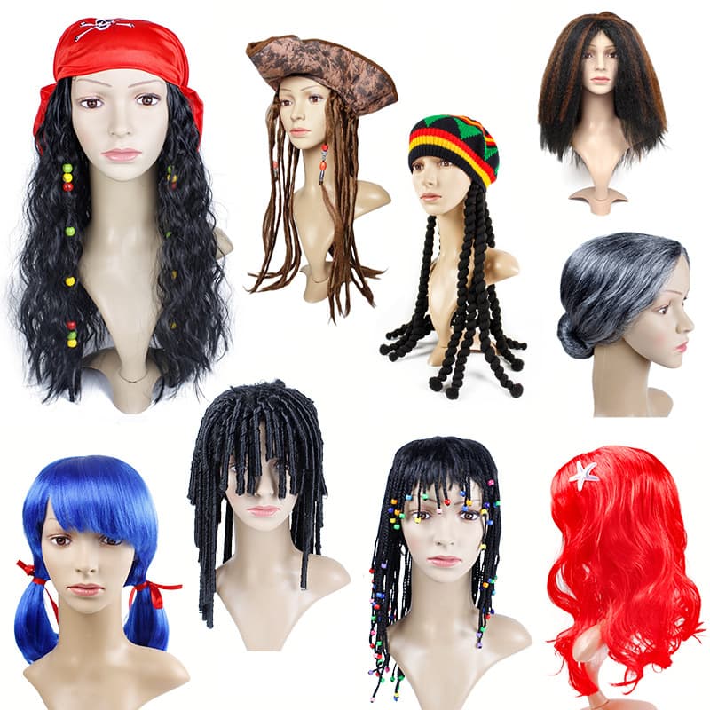 Little Mermaid Wig Cosplay Caribbean Pirate Lawyer Wig Moana Elsa Anna Princess Costume Wig