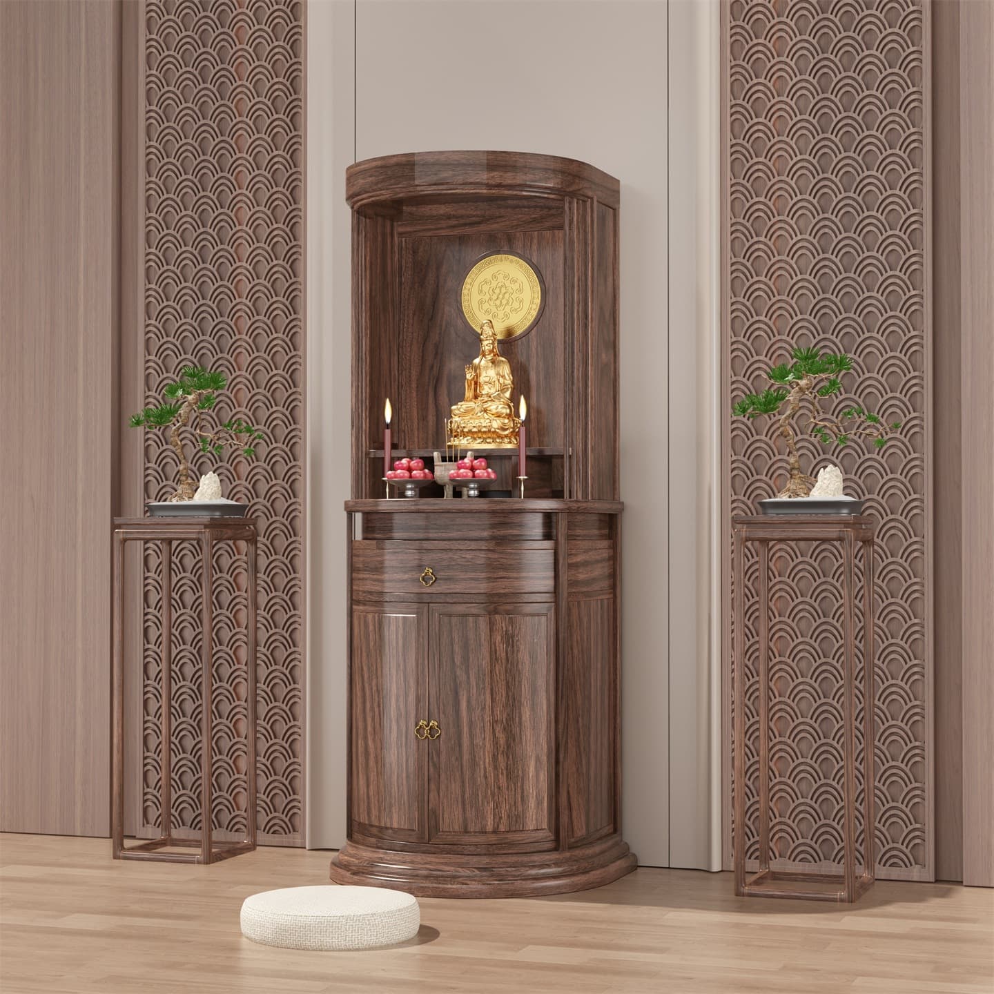 New Chinese-Style Home Worship Cabinet for Deities - All-in-One Altar for Guanyin and Guan Yu