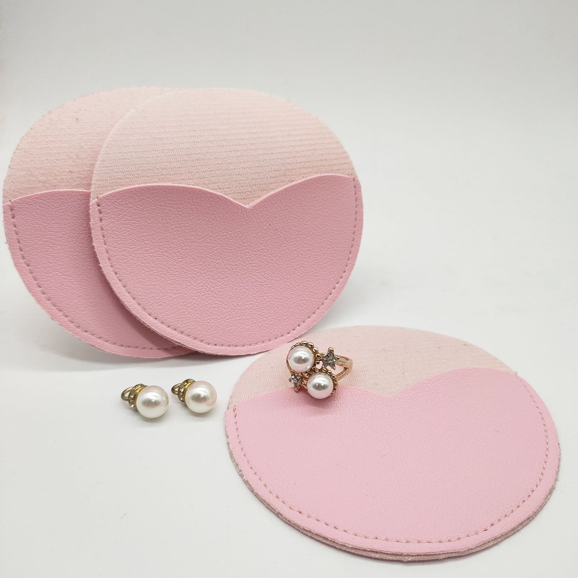Leather round sewn pocket, portable makeup mirror protective case, small gift bag, logo printable jewelry bag