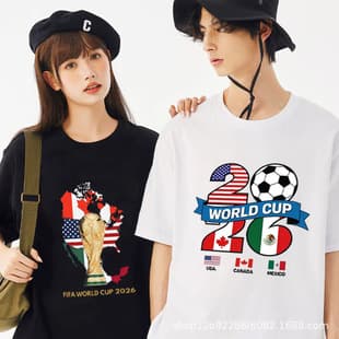 2026 USA-Mexico-Canada World Cup New Cotton Casual Loose Round Neck Unisex T-Shirt Versatile Trendy Brand Big Size