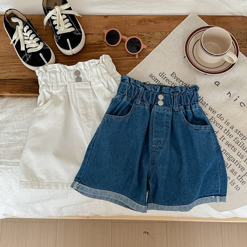 Girls' Denim Skirt Children's Clothing 2026 Summer Korean Style Baby Girl Floral Waist Shorts Girls' Summer A-Line Pants