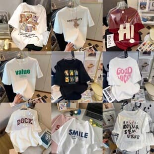 Shein Women's New Short Sleeve T-Shirt Loose Casual Versatile Top Trendy Half Sleeve T-Shirt Ins Wholesale