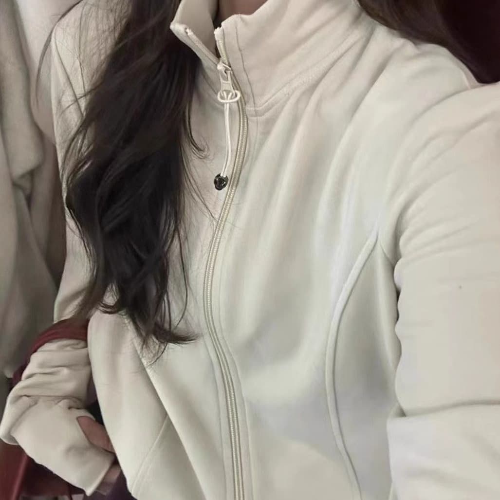 Double Zipper German Velvet Stand Collar Sweatshirt Cardigan Women's Korean Style Autumn Winter Casual Outerwear Trendy