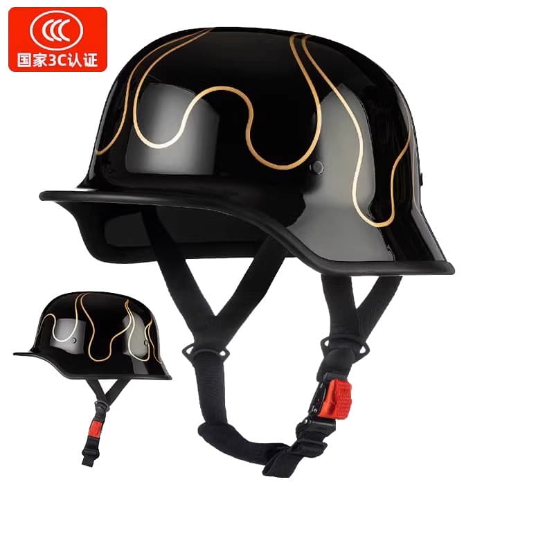 Vintage Motorcycle Helmet Half Shell Summer Riding Protective Cap German Style Army Helmet All Seasons Resin Material Motorcycle