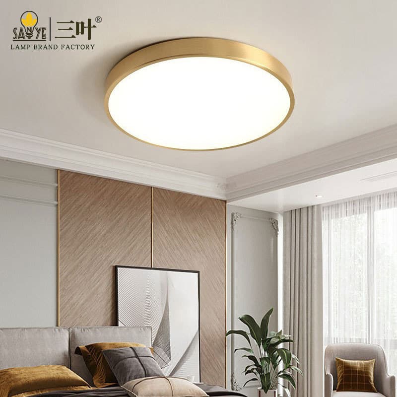 LED Copper Ceiling Light, No Strobe, Simple Bedroom Light, Personality All-Match Children's Study Balcony Bedroom Light, Free Shipping