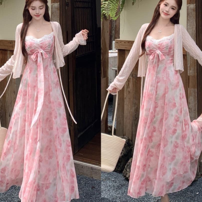 New Plus Size Rouge Alice Fairy Pink Spaghetti Strap Floral Maxi Dress Summer