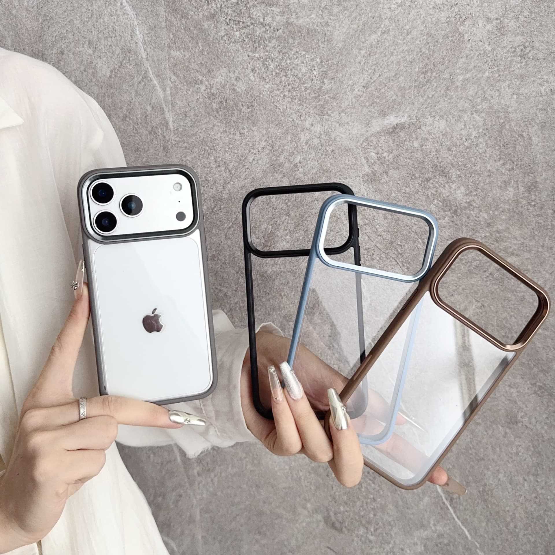 Hardware large hole lens suitable for iPhone17promax mobile phone case Apple 16Plus soft edge 14 protective cover 15