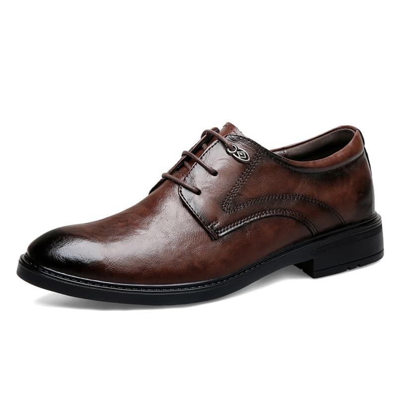 9972 Men's and Women's Business Leather Shoes, Formal Casual Shoes, Spring and Autumn Low-Top Lace-Up Genuine Leather Cowhide Large Size Gentleman's Shoes