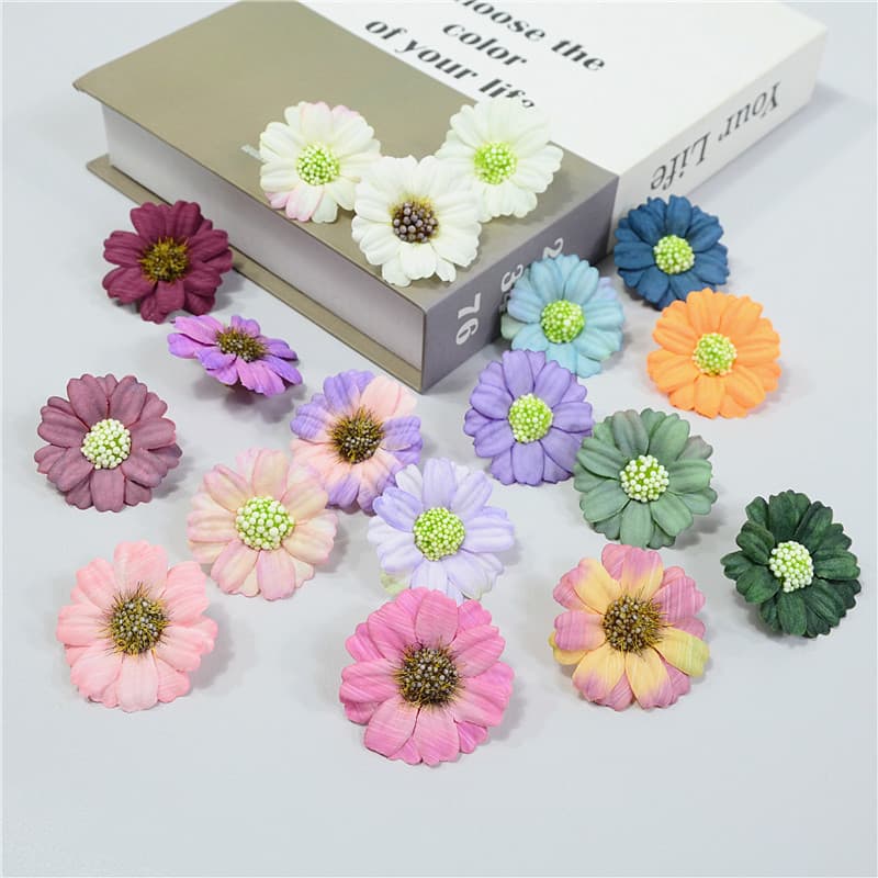 Artificial Flower DIY Material Decorative Faux Flower Oil Painting Small Daisy Flower Headpiece Making Artificial Flower Material Kit Accessories