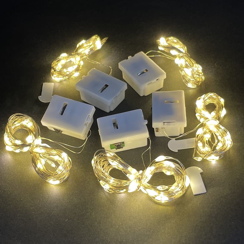 LED String Lights Square Box Copper Wire Colorful Warm Light Three-Gear White Box Flash String Lights Gift Decorative Lights for Flowers and Cakes