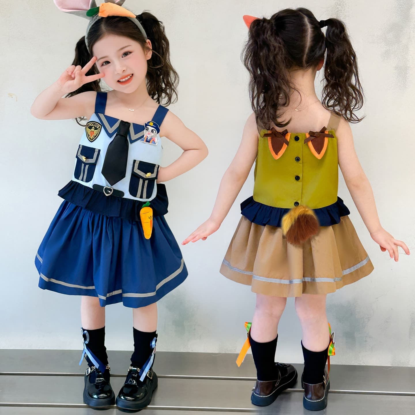 Girls cos clothing rabbit police officer suit summer children's Zootopia Judy jk uniform two-piece skirt