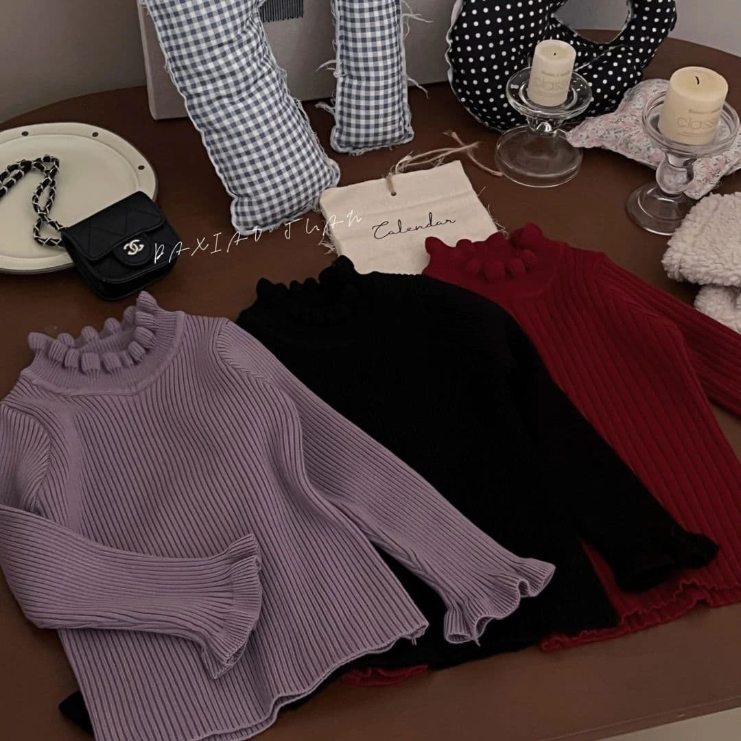Children and girls warm sweater fungus bottoming shirt solid color baby thickened half turtleneck knitted top inner wear