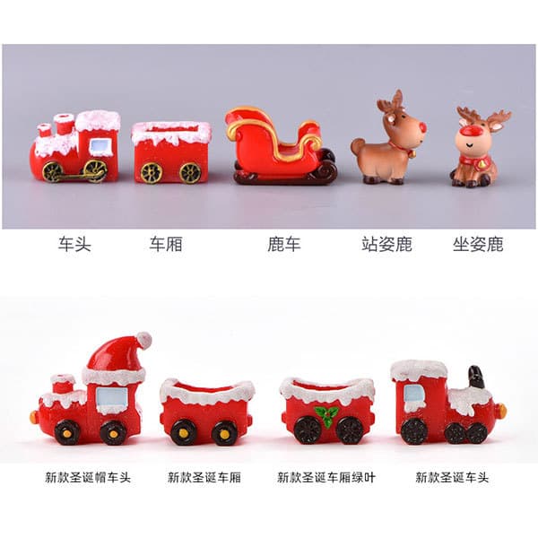 New Christmas Elk Snow Old Man Sleigh Deer Car Micro Landscape Snow Ornament Locomotive Car Resin Ornament