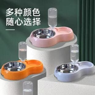 Cat Bowl Dog Bowl Dual-Use Pet Bowl Double Bowl Automatic Water Drinking Cat Anti-Slip Cat Bowl Dog Cat Food Bowl Supplies