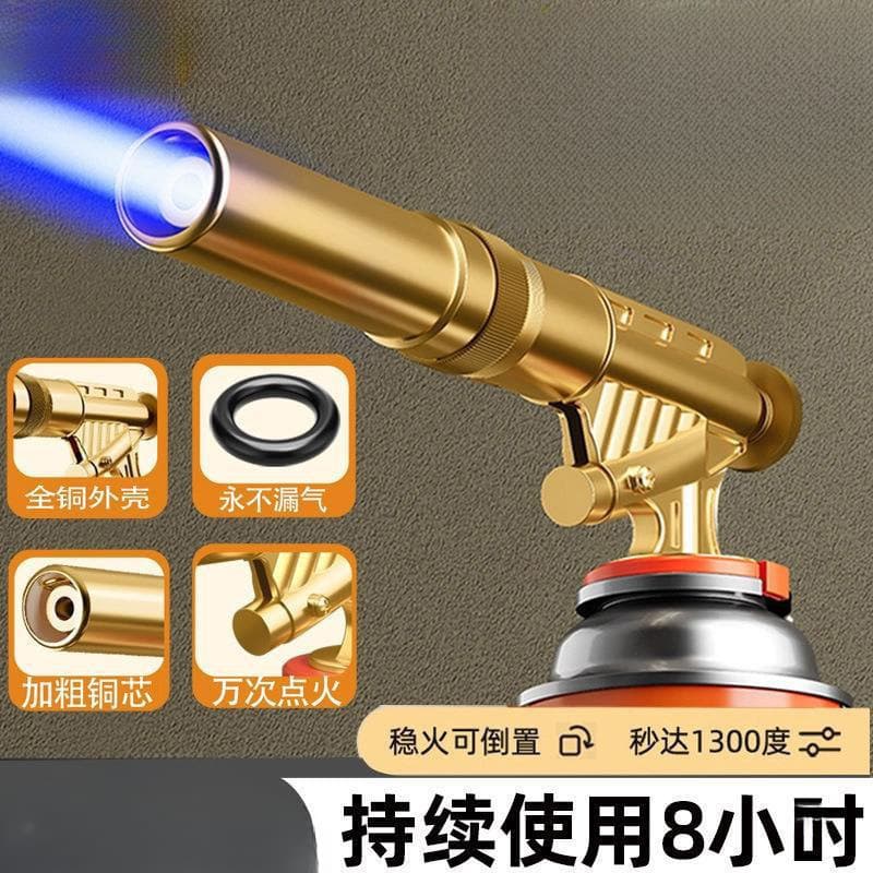 Handheld Flame Gun Head with Cartridge Gas Tank Lighter Igniter Flame Torch Blowtorch for Home Use, Removing Pig Hair and Other Applications