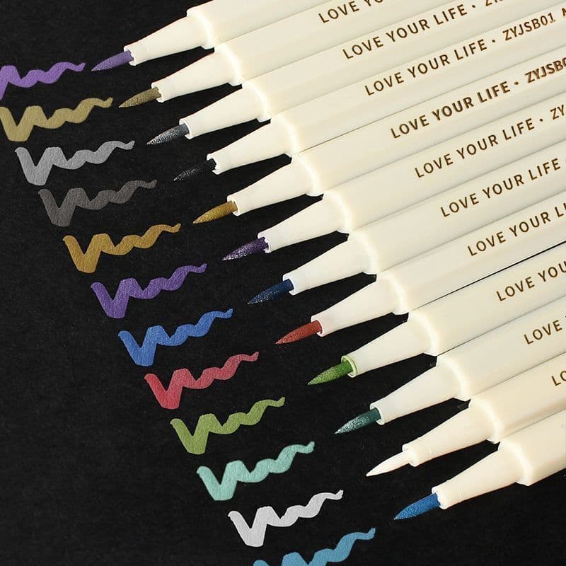 Pearl 12-color paint pen, metallic wax seal color pen for DIY album photo painting and gilding
