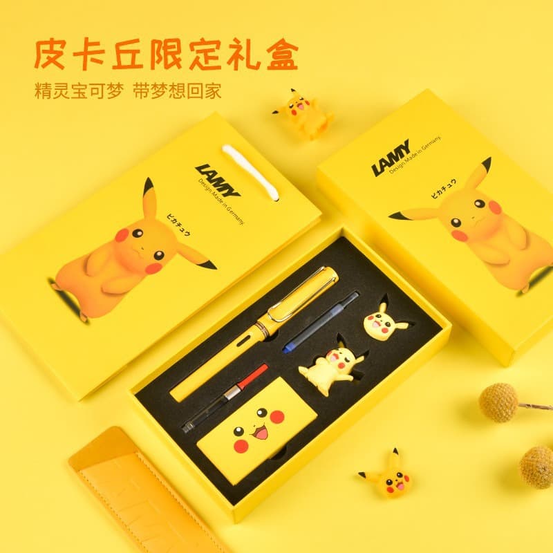 German LAMY Safari Pikachu Fountain Pen Gift Set, Premium Student Nib Handwriting Practice Pen