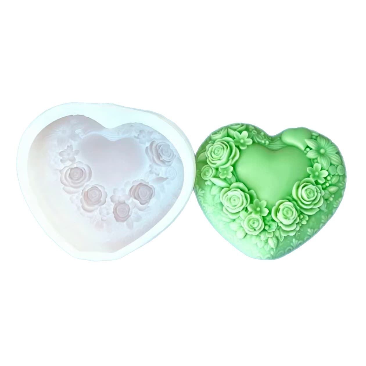 Floral Heart Silicone Mold for Candle, Aromatherapy, Plaster, Home Candle Decoration Silicone Mold