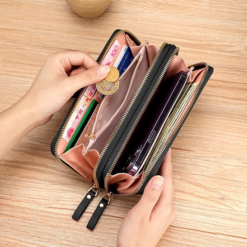 Women's wallet card bag all-in-one bag large capacity mobile phone bag dual-purpose long wallet women's wallet girls light and thin