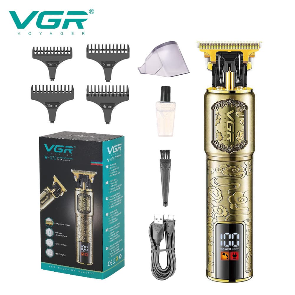 VGR073 Electric Metal Hair Clipper Display Carving Professional Hair Trimmer Non-Waterproof Brush Motor Stainless Steel Blade