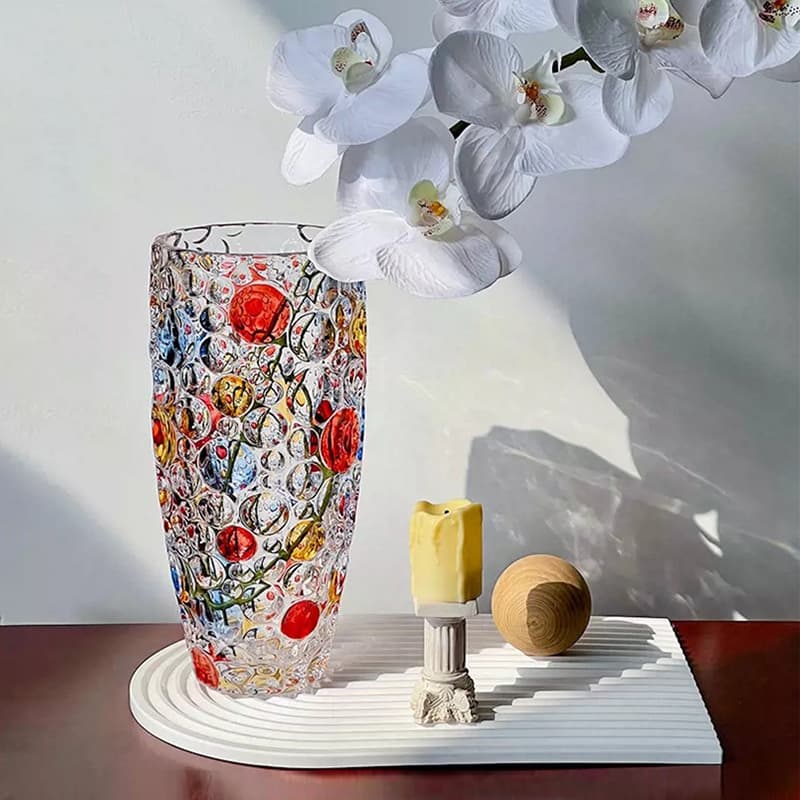 Cross-border hot selling colorful polka dot crystal glass vase home desktop decoration vase ornaments manufacturer wholesale