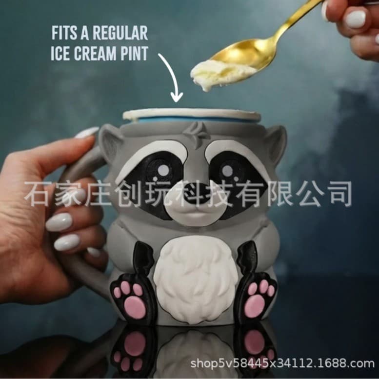 New Cross-Border Product Ice Pint Holding Raccoon Rocky Raccoon Ice Cream Pint Cup Holder