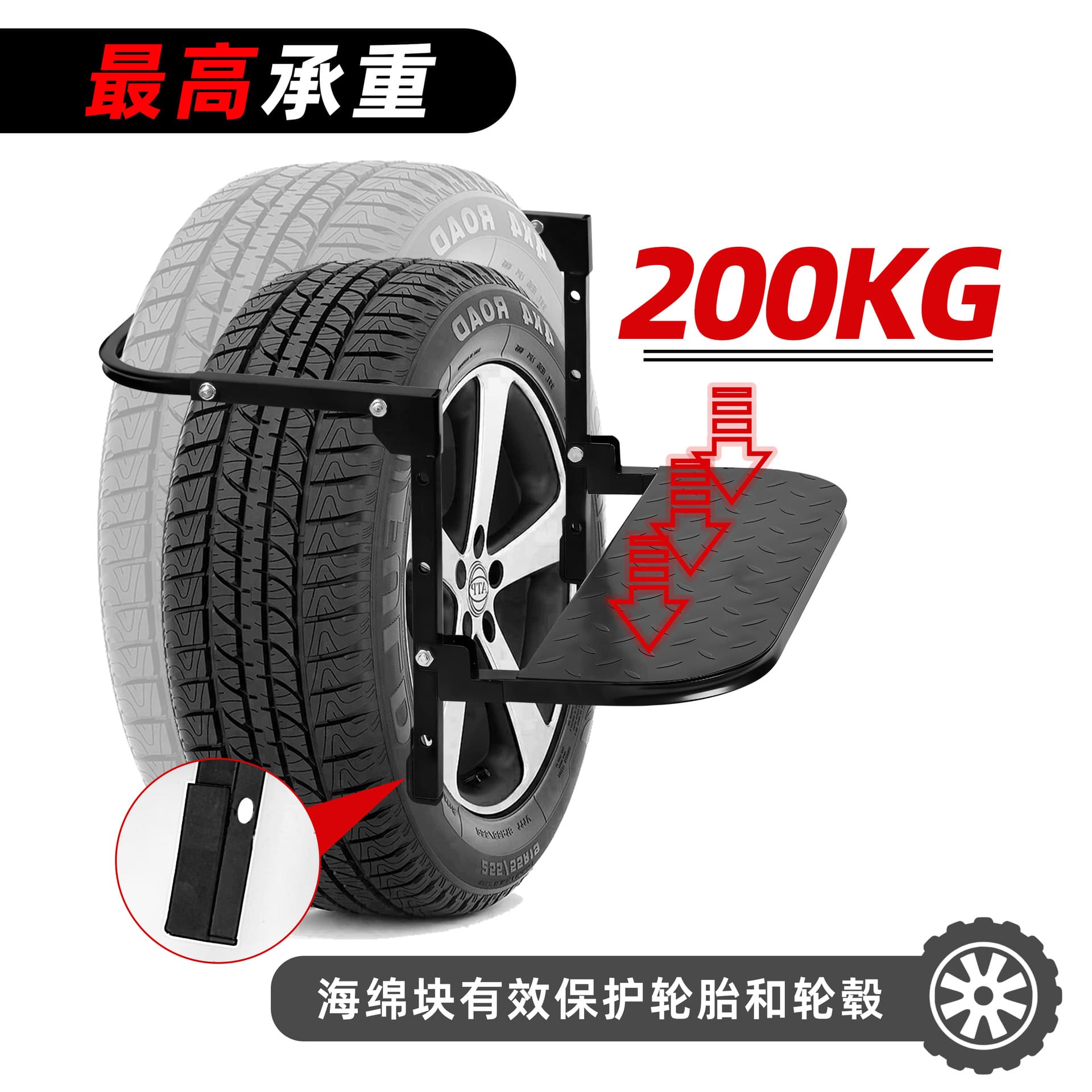 Tyre Wheel Car Tire Step Ladder Vehicle Access Ladder for Off-Road SUV Folding Telescopic Ladder for Roof Rack Climbing
