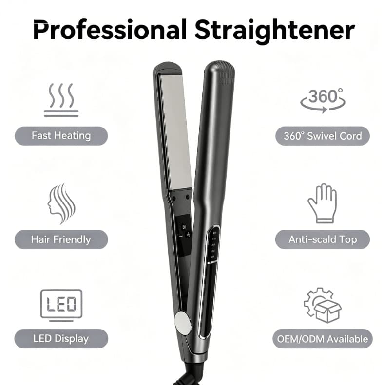 Factory Direct 2-in-1 Straightening and Curling Iron, Volumizing Styling Tool, Home Use Non-Damaging Hair Straightener