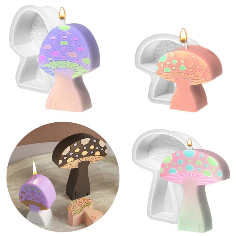 Easter 3D Mushroom Scented Candle Silicone Mold, Crystal Epoxy Resin DIY Mushroom-Shaped Plaster Resin Ornament