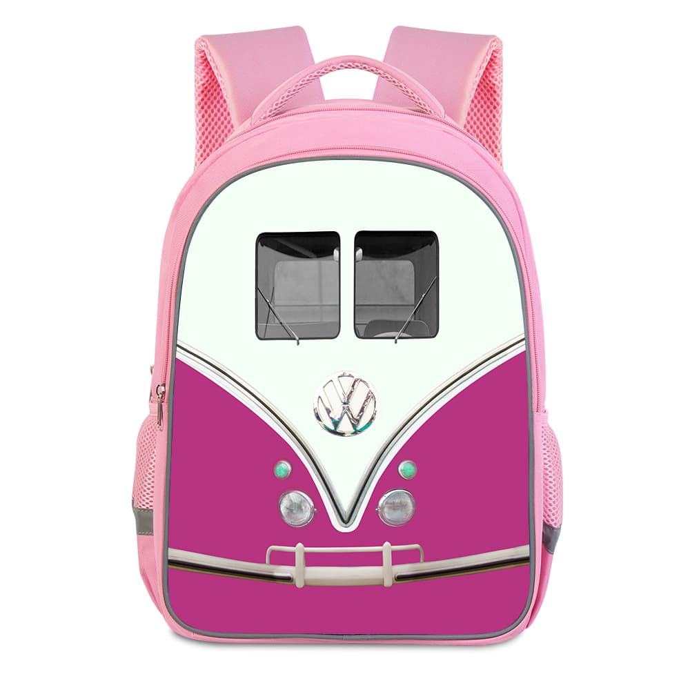 Cross-border School Backpack, Trendy Custom Pattern Double-Layer Backpack, Large Capacity Pink Backpack for Primary and Secondary School Students