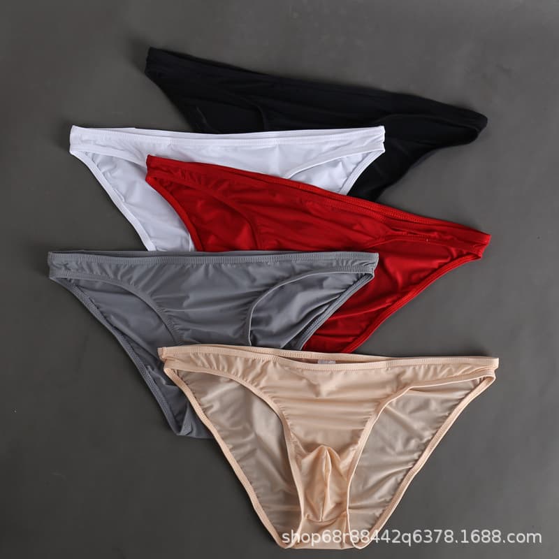 Men's Sexy Briefs Low-Rise Transparent Youth Men's Pants Breathable Pouch Large Men's Briefs