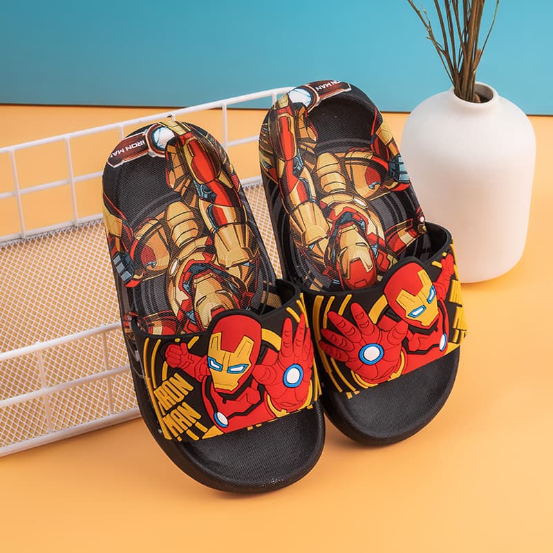 Children's Summer Anti-Slip Slippers, Cartoon Iron Man Soft Sole Indoor Home Bathroom Sandals for Boys and Toddlers
