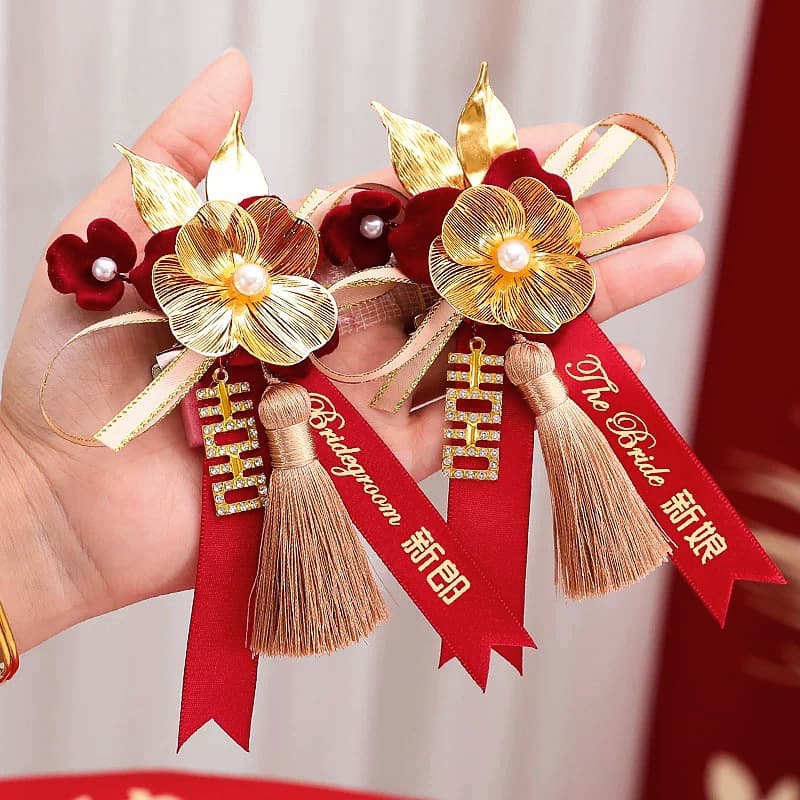 Factory Direct Sales Corsages for Groom Bride Wedding Family Groomsmen Bridesmaid Boutonnieres Pins Father Mother Wholesale