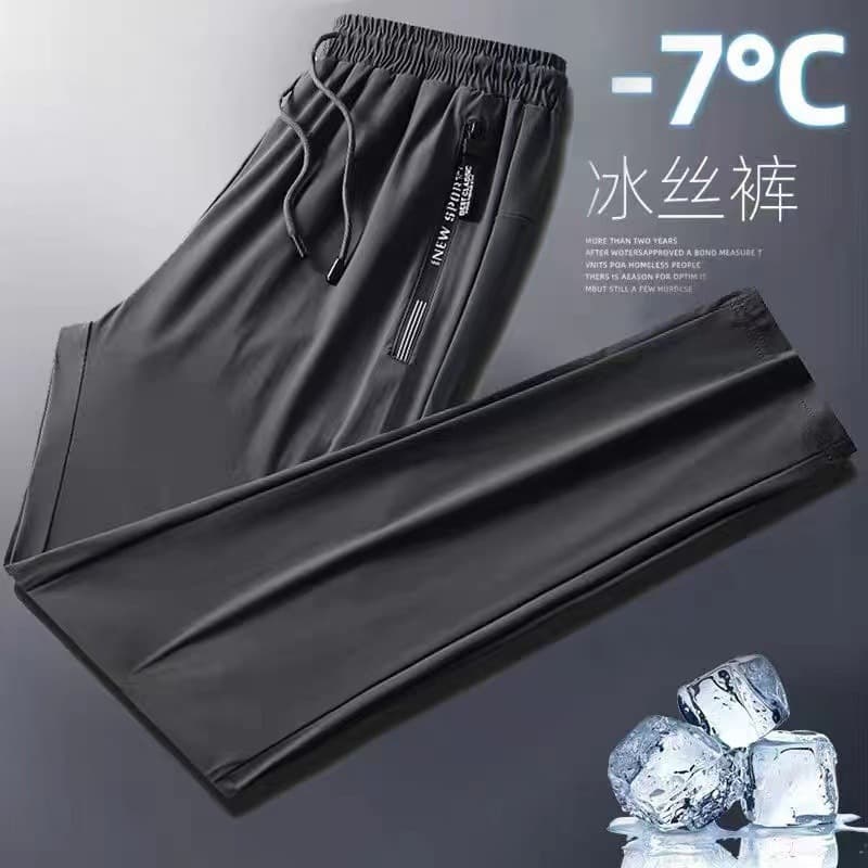 Men's Summer Thin Ice Silk Pants for Work, Sports Pants, Casual Joggers, Quick-Dry Air Conditioning Pants, Plus Size Long Pants