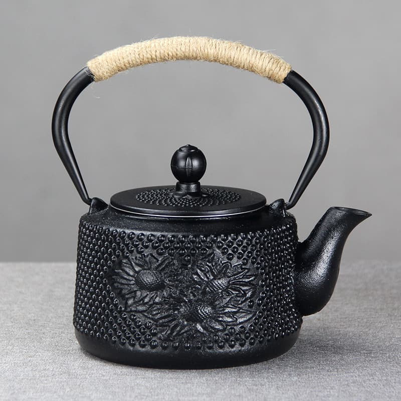 Cast Iron Teapot Set with Kettle Fork and Mat, Japanese Style Boiling Water and Tea Brewing, Handcrafted Iron Teapot, Water Kettle, Iron Tea Set