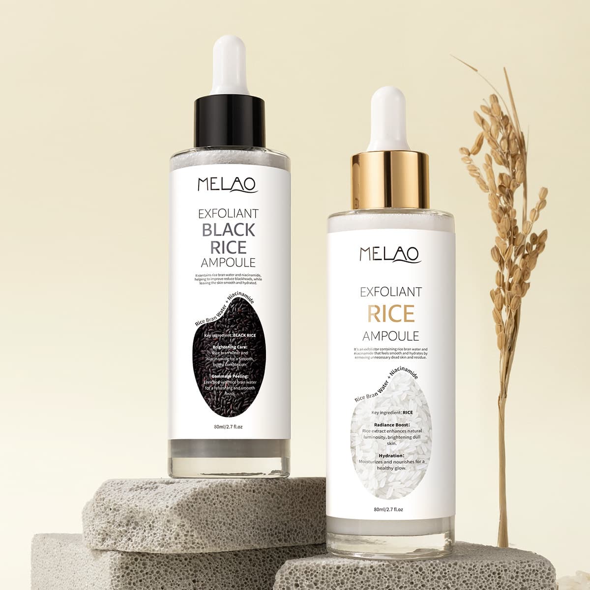 Cross-border rice peeling ampoule to improve blackheads wholesale body scrub black rice softening essence soft exfoliation