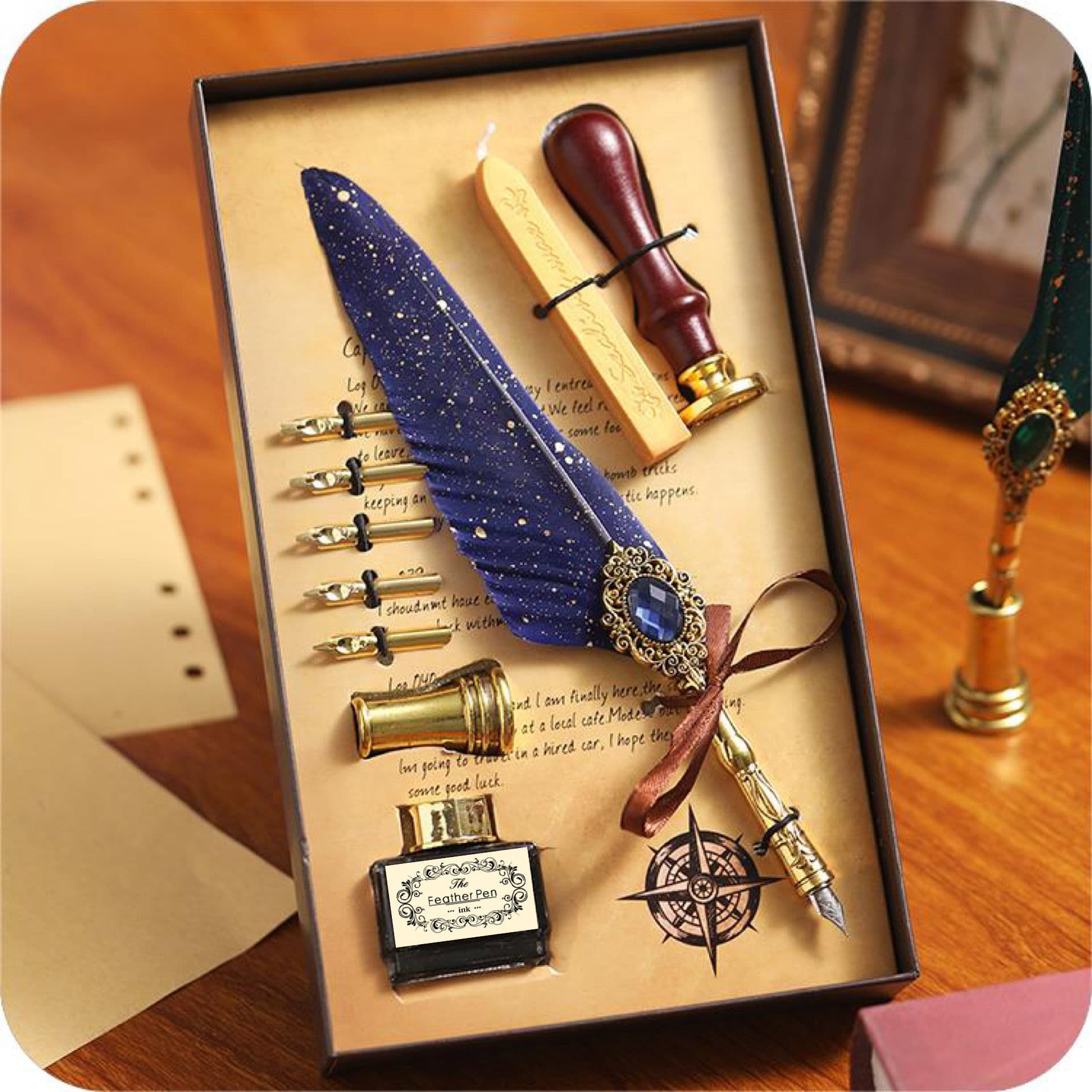 Harry Potter Quill Pen European Retro Magic Gem Dip Pen Fountain Pen Set Birthday Graduation Gift Box