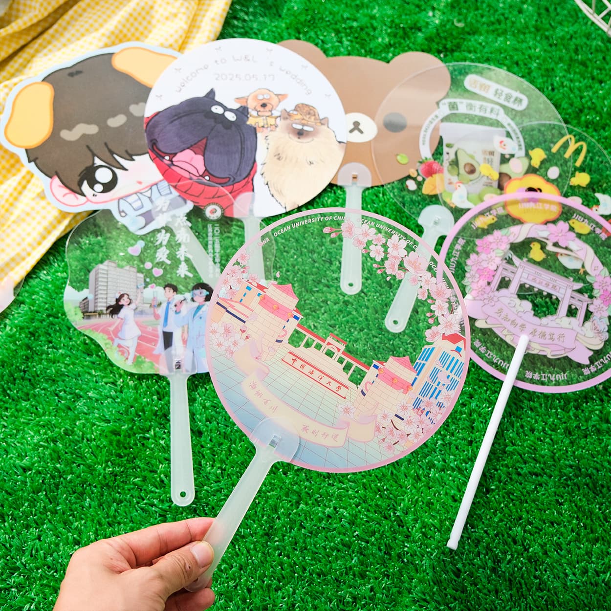 Celebrity Concert Support Fan Custom University Club Recruitment Promotional Fan Cartoon PET Double-Sided Printing Transparent Fan