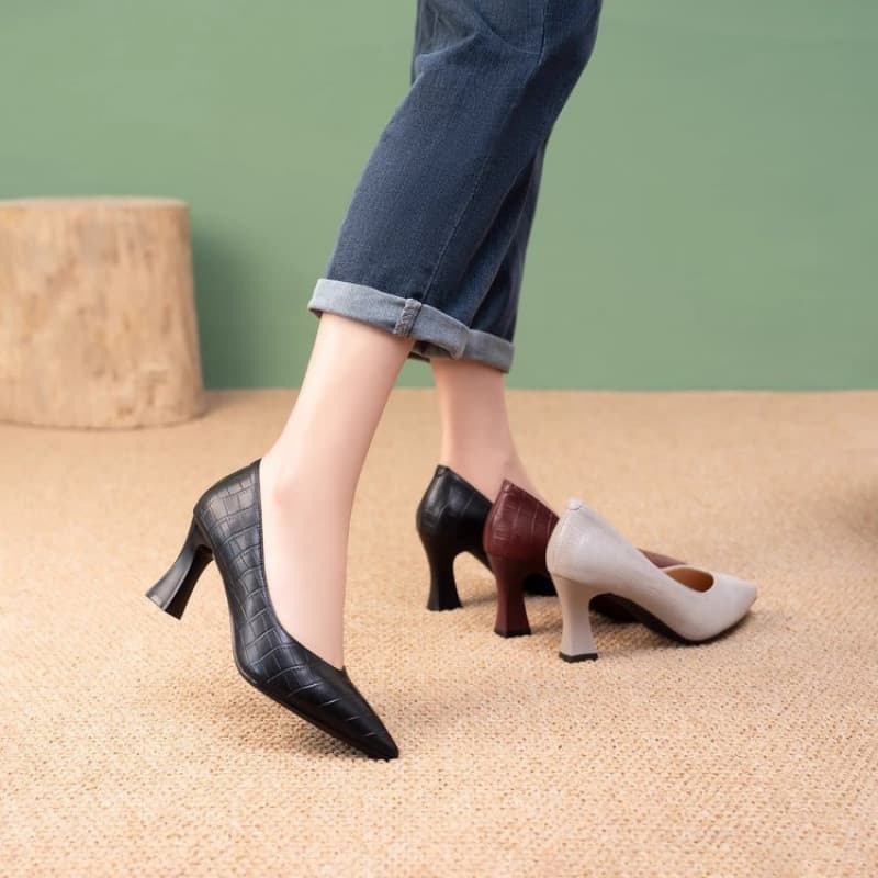 Pointed Toe Commuter Pumps with Stiletto Heel, Elegant Professional Shoes, French Retro High Heels, Spring/Autumn New Arrival