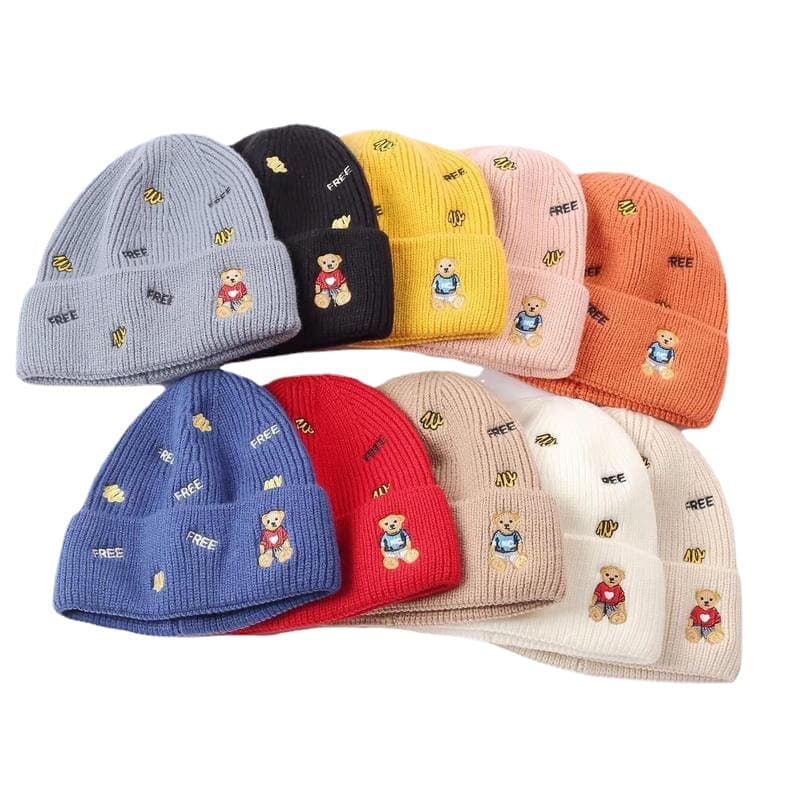 Cross-border Autumn/Winter Knitted Beanie, National Trend Embroidered Letter Maternity Hat, Manufacturer Knitted Pullover Hat, Custom Factory