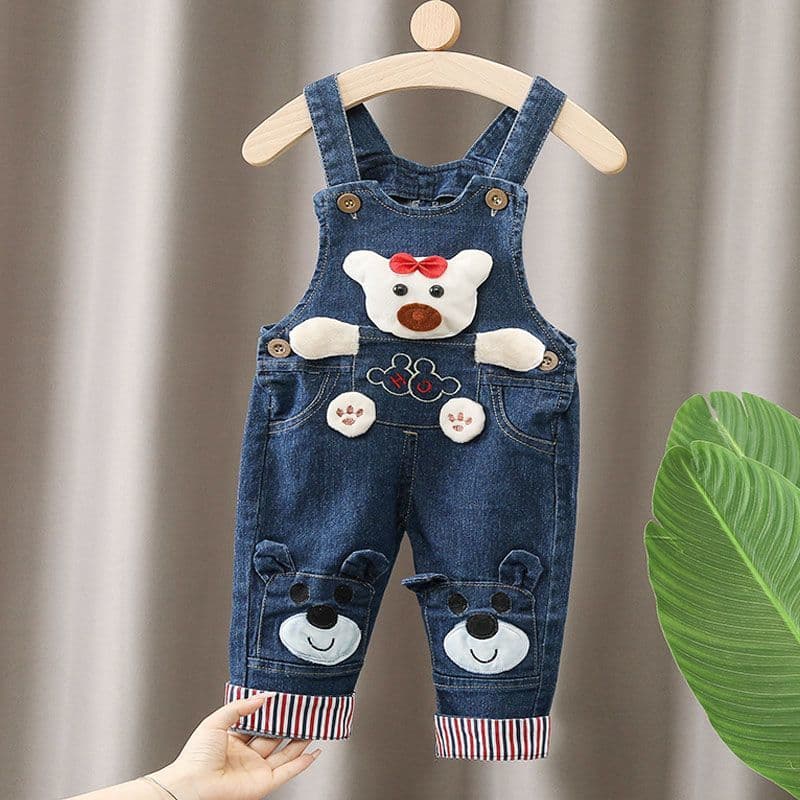 Baby Denim Overalls, Toddler Shoulder Button Jumpsuit, Boys and Girls Casual Pants, Infant Vest Style Pants