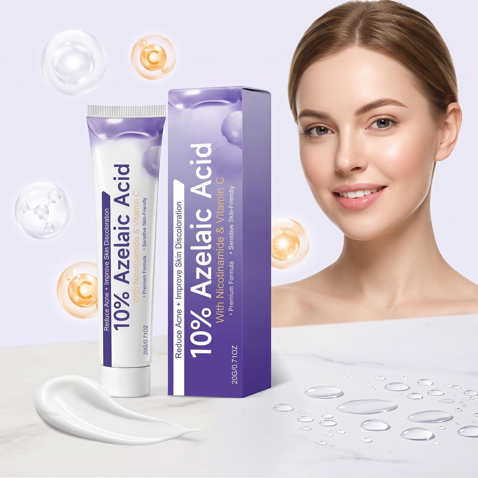 Azelaic Acid Moisturizing Face Cream, Gentle Care for Facial Skin, Hydrating and Nourishing, Non-Greasy Daily Apply-On Cream