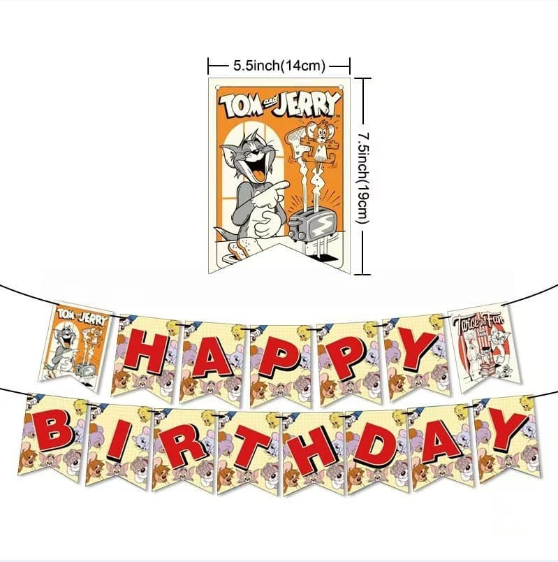 Cross-Border Animation Cartoon Birthday Theme Party Flag Party Supplies