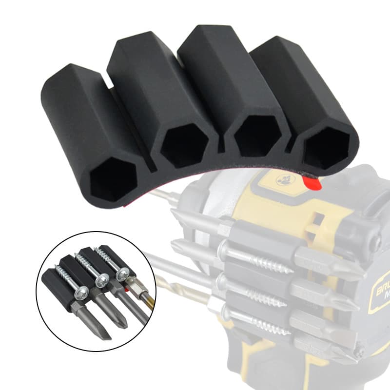 4-Hole Magnetic Bit Holder 1/4" Drill Bit Sleeve with 3M Adhesive, Four-Hole Storage Rack Screwdriver Bit Clip