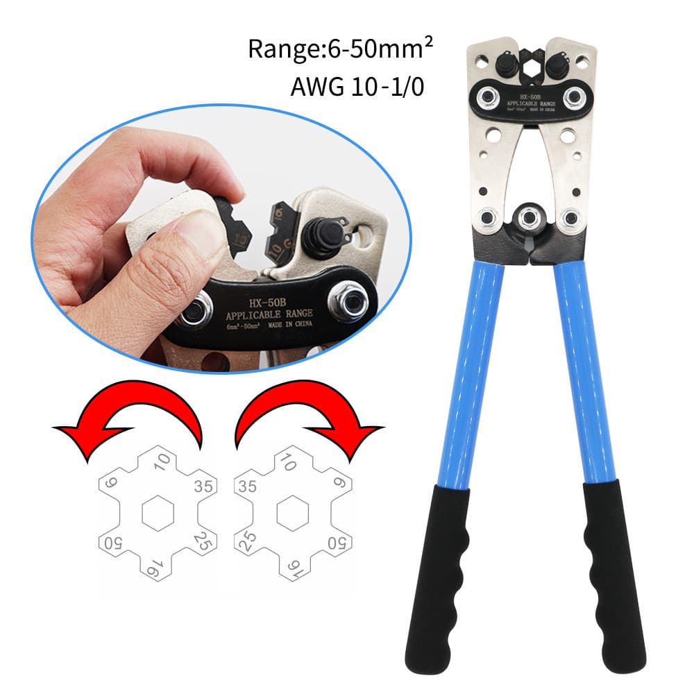 Scjg Manual Cold Press Terminal Pliers Copper Aluminum Nose Cable Crimping Pliers Hx-50B Wire Crimping Pliers 6-50mm